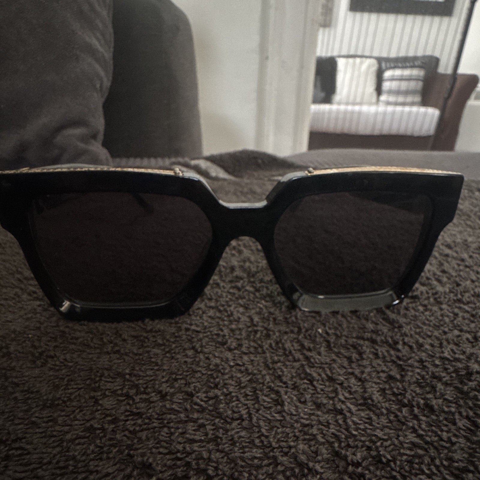 Black Rectangular Sunglasses Black Tinted Lenses Unisex Adults