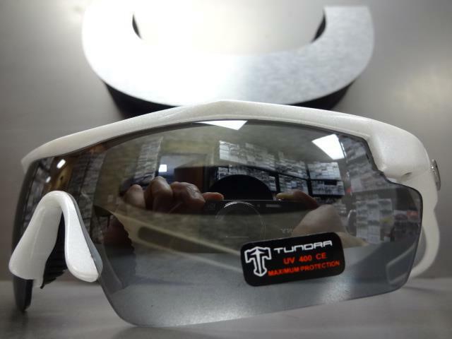WRAP AROUND SPORT CYCLING BASEBALL FISHING SUN GLASSES White Frame Mirror Lens