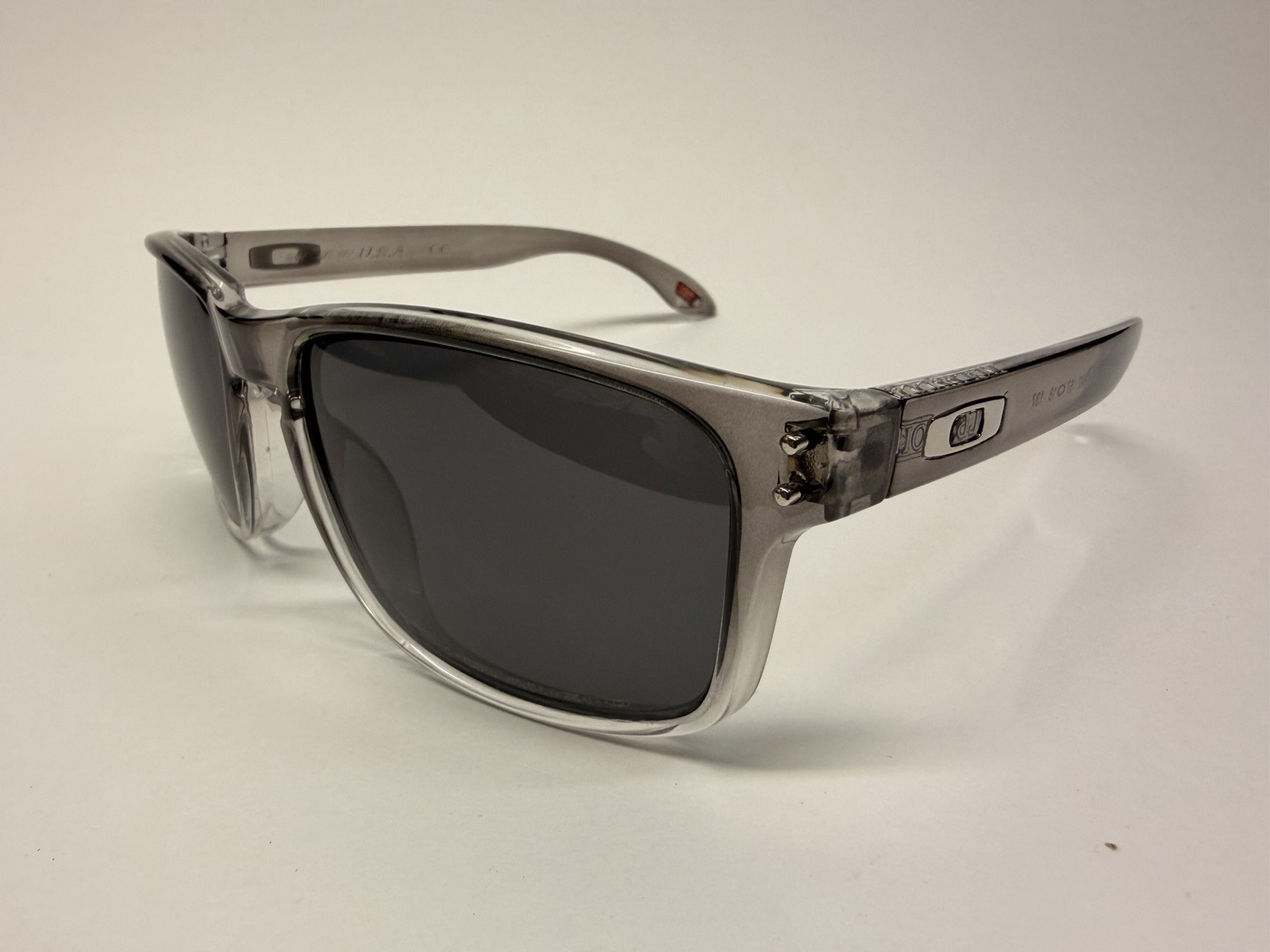 O Holbrook Polarized Dark Clear Frame W/ Black Logo & Black Lens Sunglasses