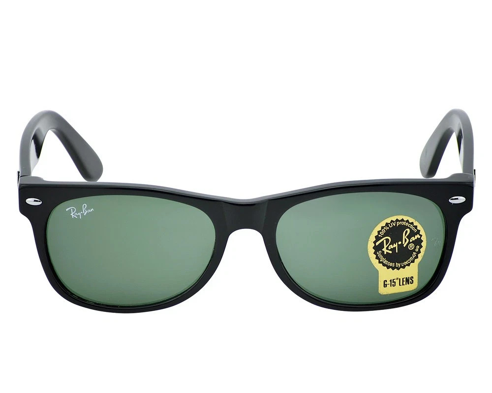 Ray-Ban RB2132 New Wayfarer Classic Black Frame Green Lens 55mm Unisex