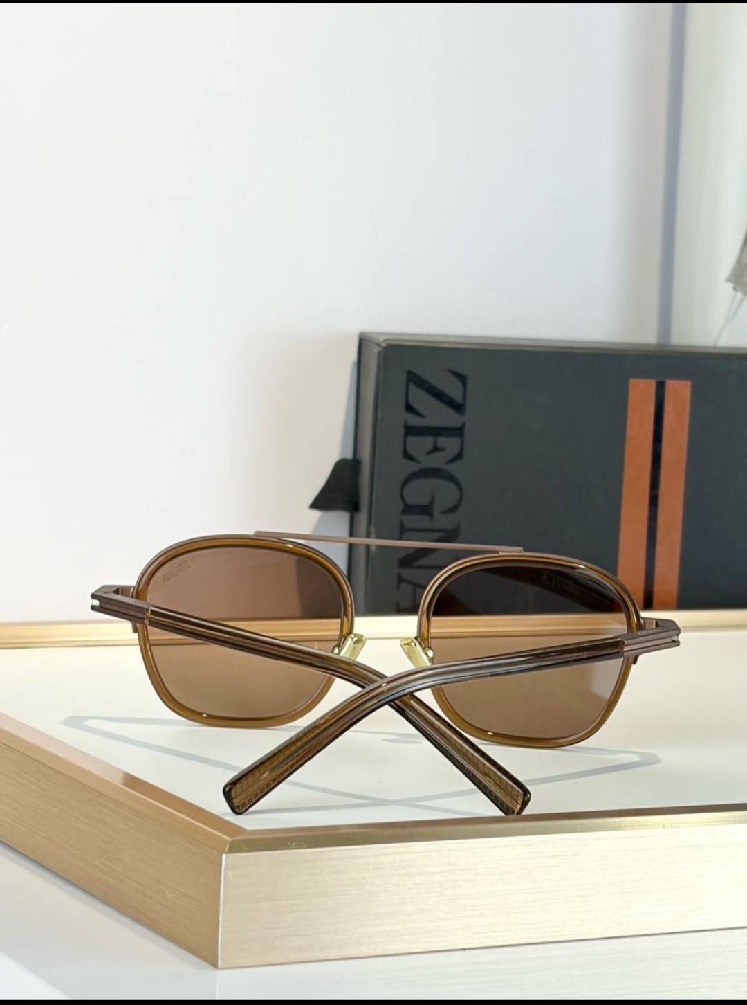 ZEGNA EZ0231 Square Brown Sunglasses 51-21-145 Made in Italy UV Protection