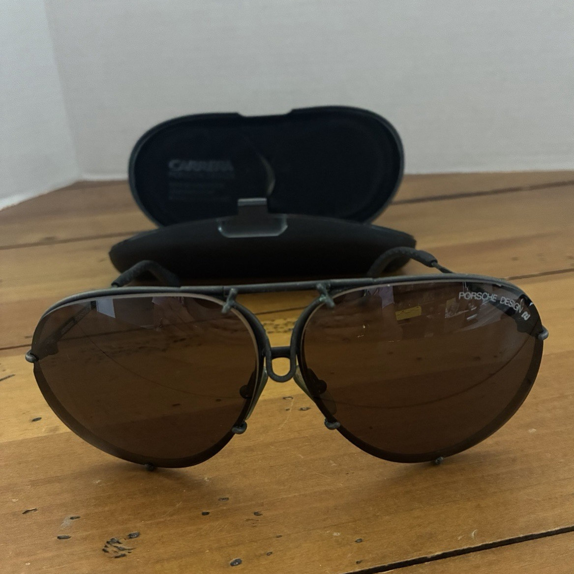 Carrera Porsche Design Aviator Sunglasses Gray Metal Frame Tinted Lens VTG