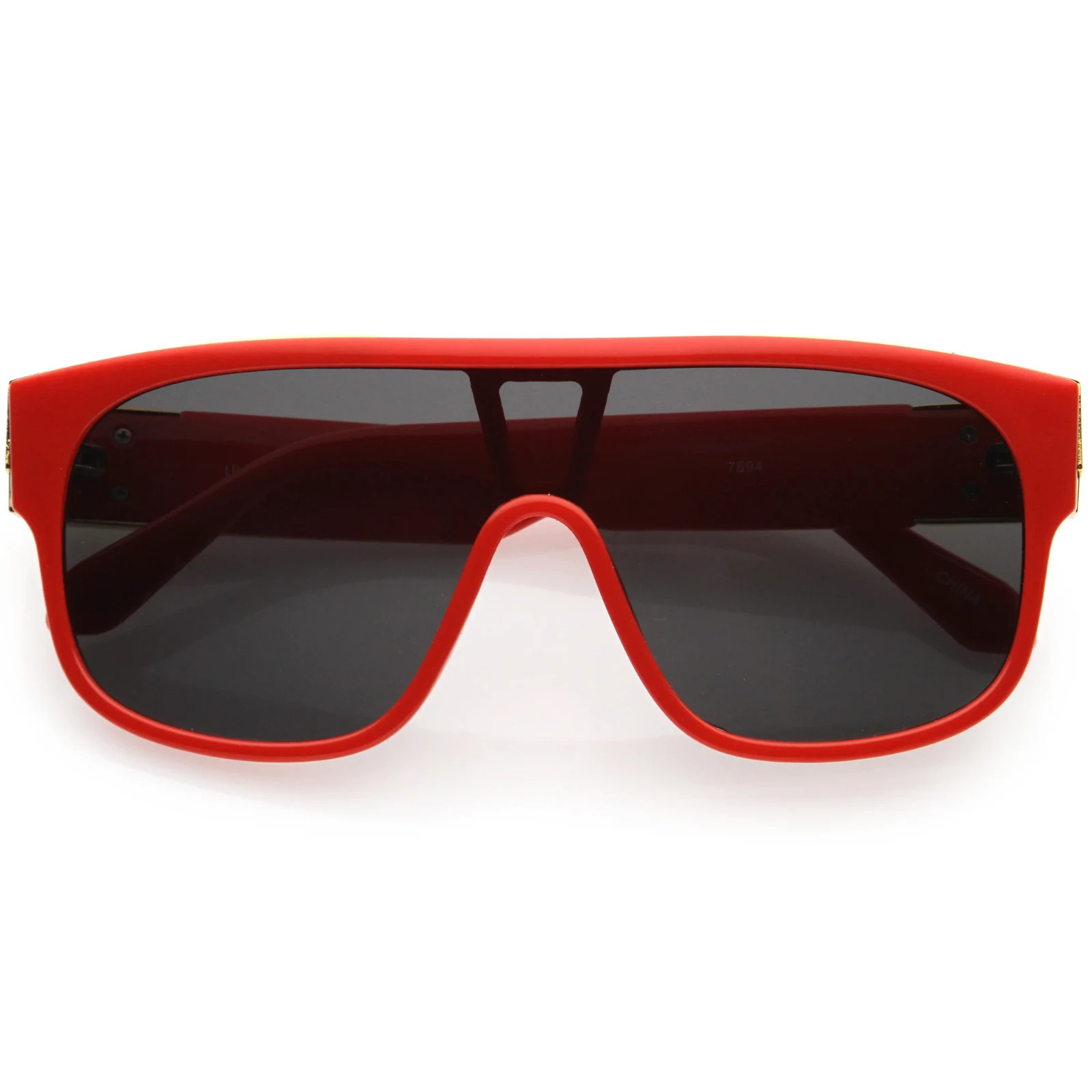 Men Designer Sunglasses Flat Black Lens Oversized Frame Shades Outdoor Sports