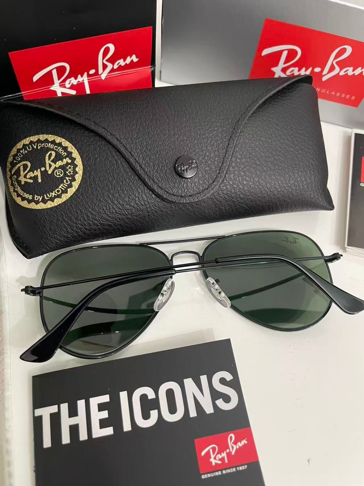 Store Display Rayban Aviator Black RB3025 Standard 58mm Green Lens Men / Women