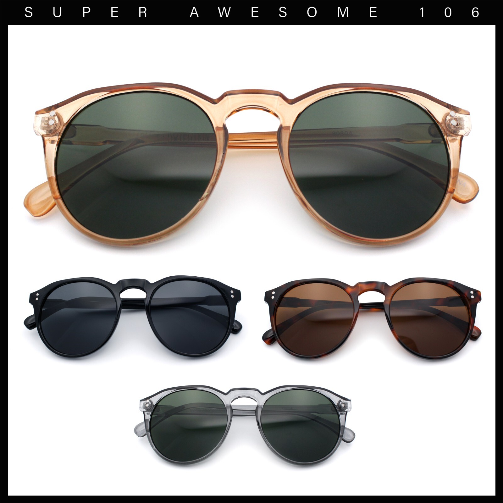 Hipster Keyhole Round Horn Rim Plastic Nostalgic Retro Sunglasses