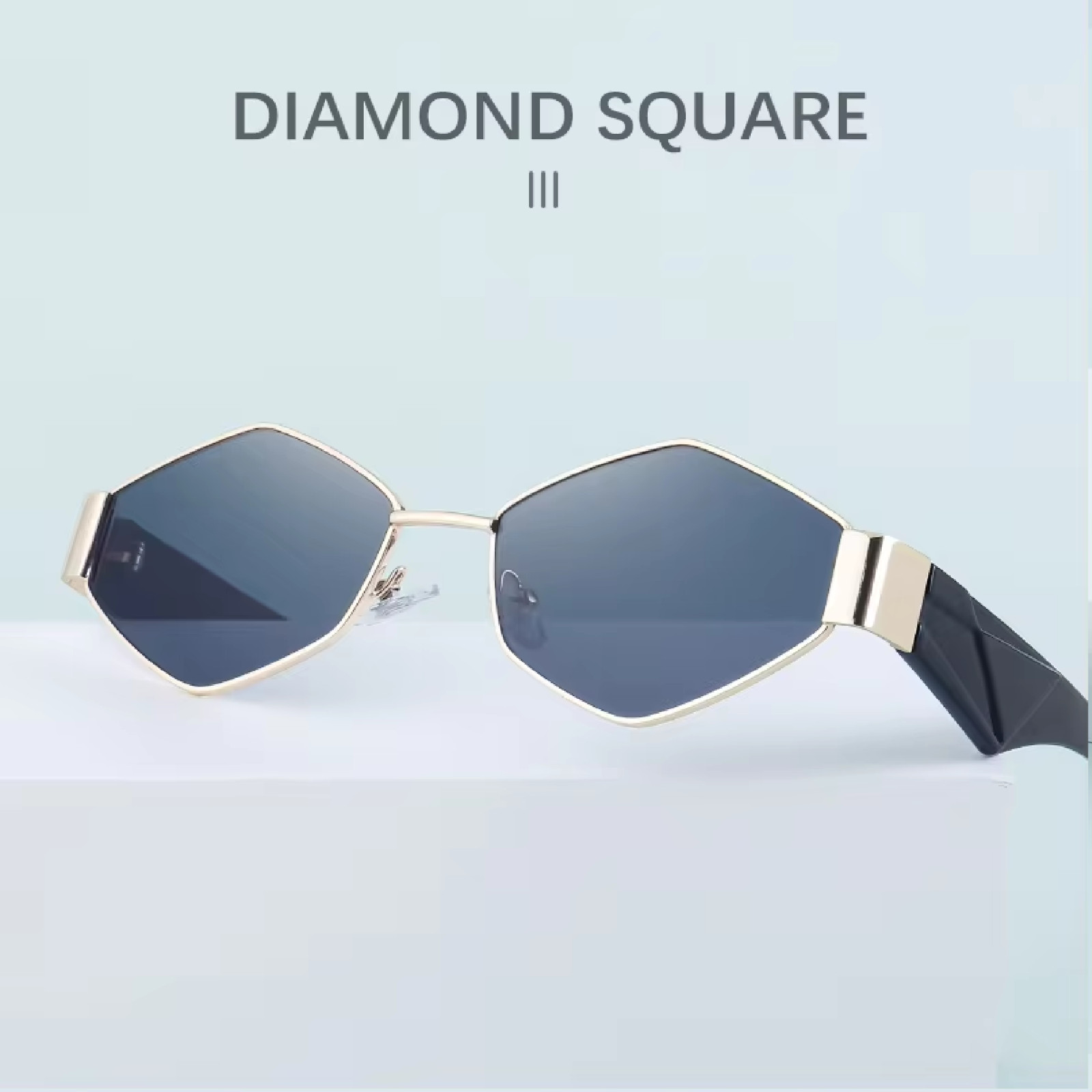 Sunglasses Unisex Polarized UV400 Lenses Vintage Style Metal Frame Diamond Shape