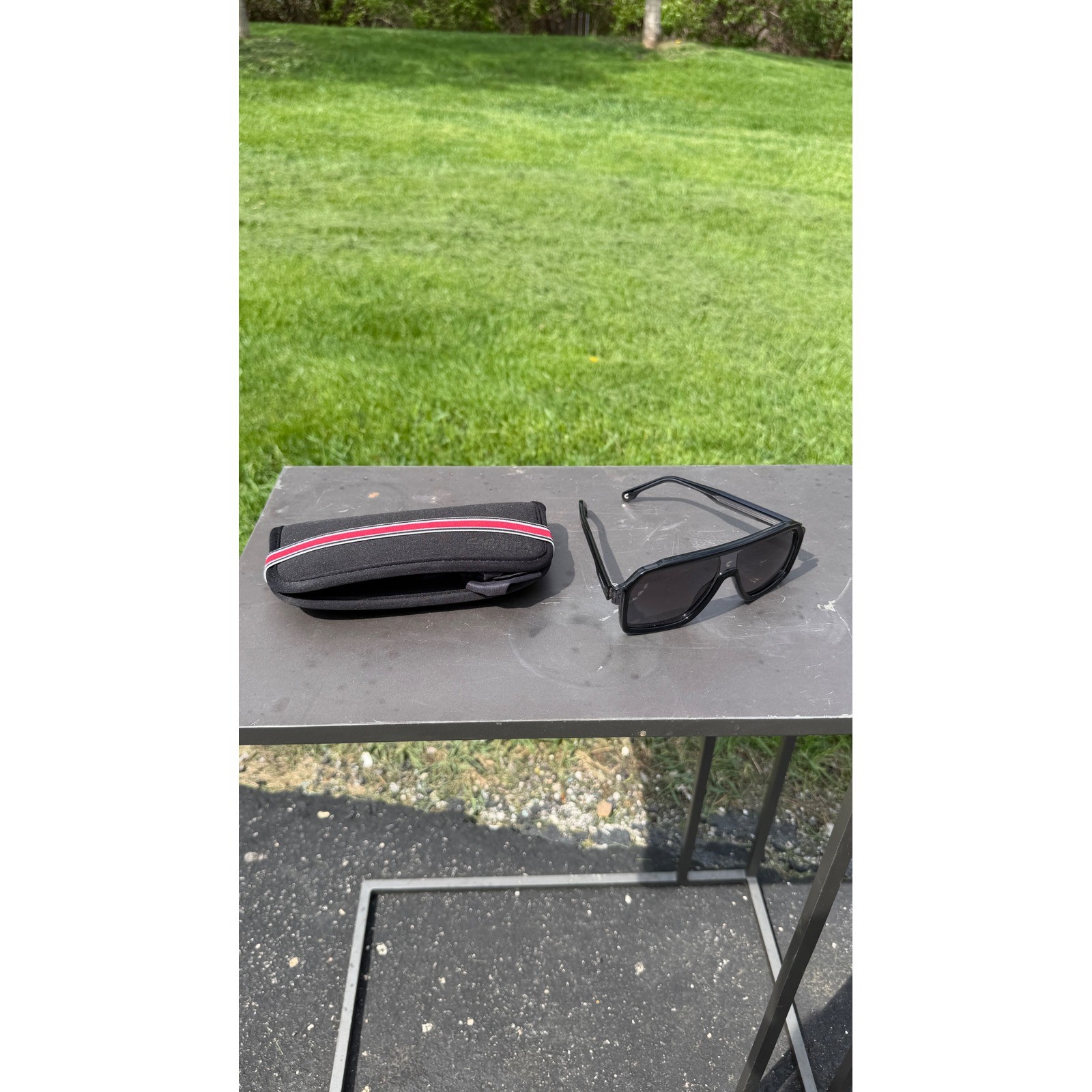 Carrera Black Navigator Sunglasses with Branded Soft Case Flat Top Sporty Style