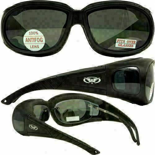 Padded Anti Fog Motorcycle Sun Glasses FIT OVER PRESCRIPTION RX GLASSES Fitover