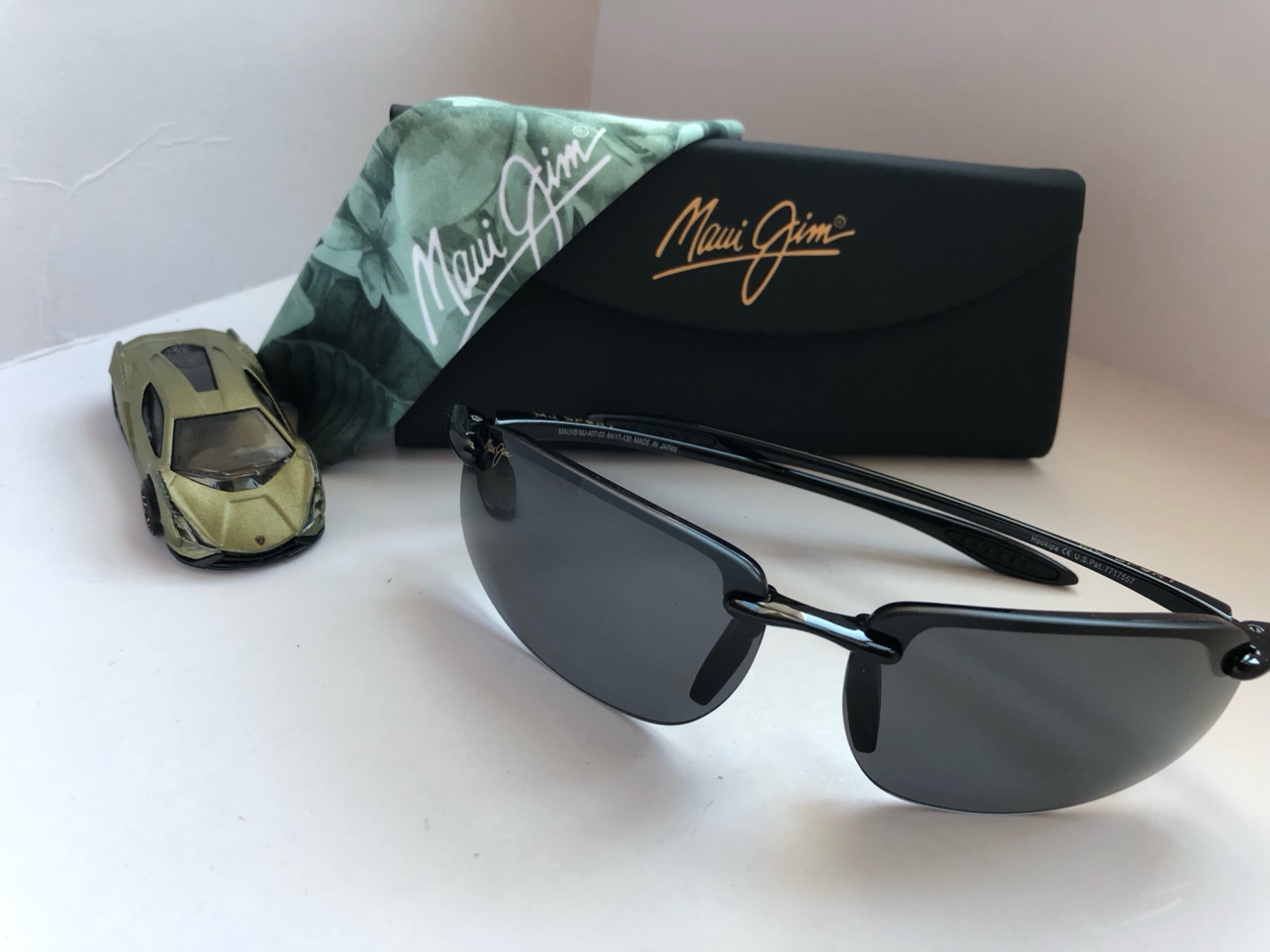 MAUI JIM 407-02 HO’OKIPA POLARIZED Rimless SUNGLASSES Gloss Black/ Neutral Grey