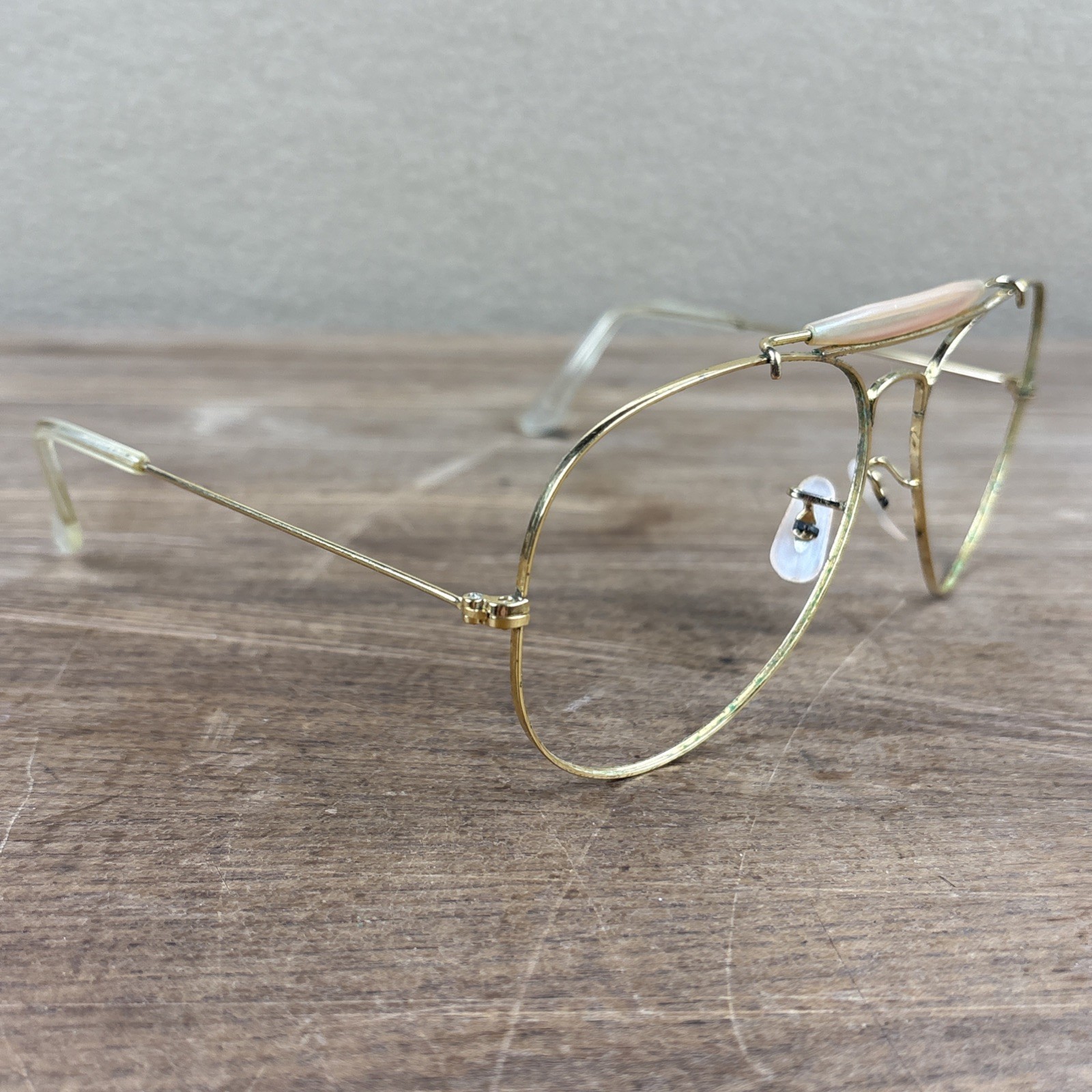 Vtg B&L Ray-Ban RB3030 Sunglasses Outdoorsman Gold Brow Bar FRAMES ONLY 62-14
