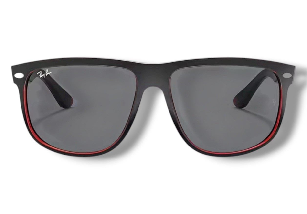 Ray Ban RB4147 617/187 Boyfriend Matte Black Solid Gray Sunglasses 60-15mm