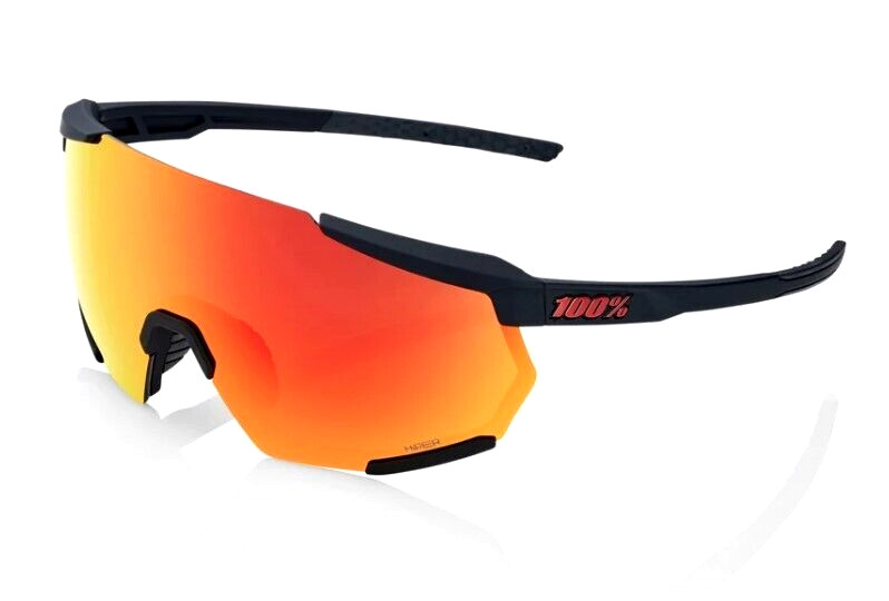 New 100% RACETRAP 3.0 Sunglasses | Soft Tact Black / HiPER Red ML Mirror Lens