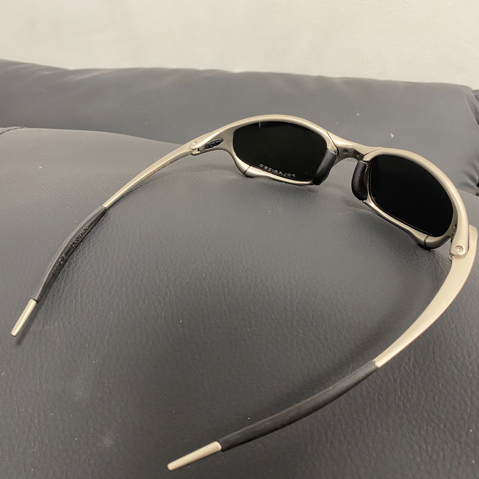 Oakley Juliet 1.0 X-Metal Polarized Sunglasses Silver Frames Blue Lens Vintage
