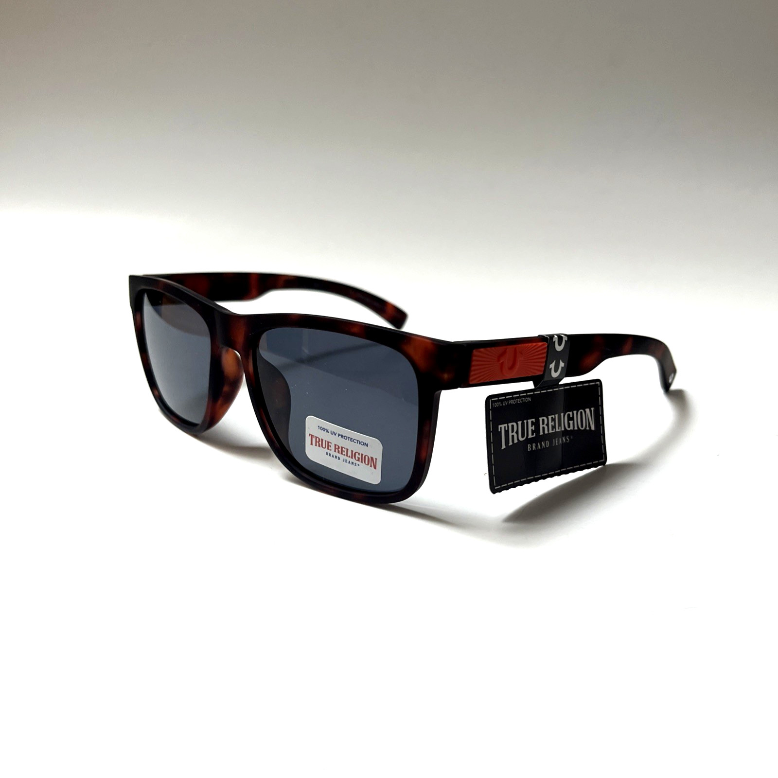 New TRUE RELIGION Classic Sunglasses Matte Tortoise Acetate Orange Logo