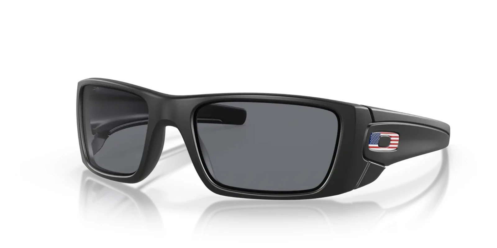NEW Oakley SI FUEL CELL Matte BLACK USA FLAG Grey Tactical Sunglass 9096-38