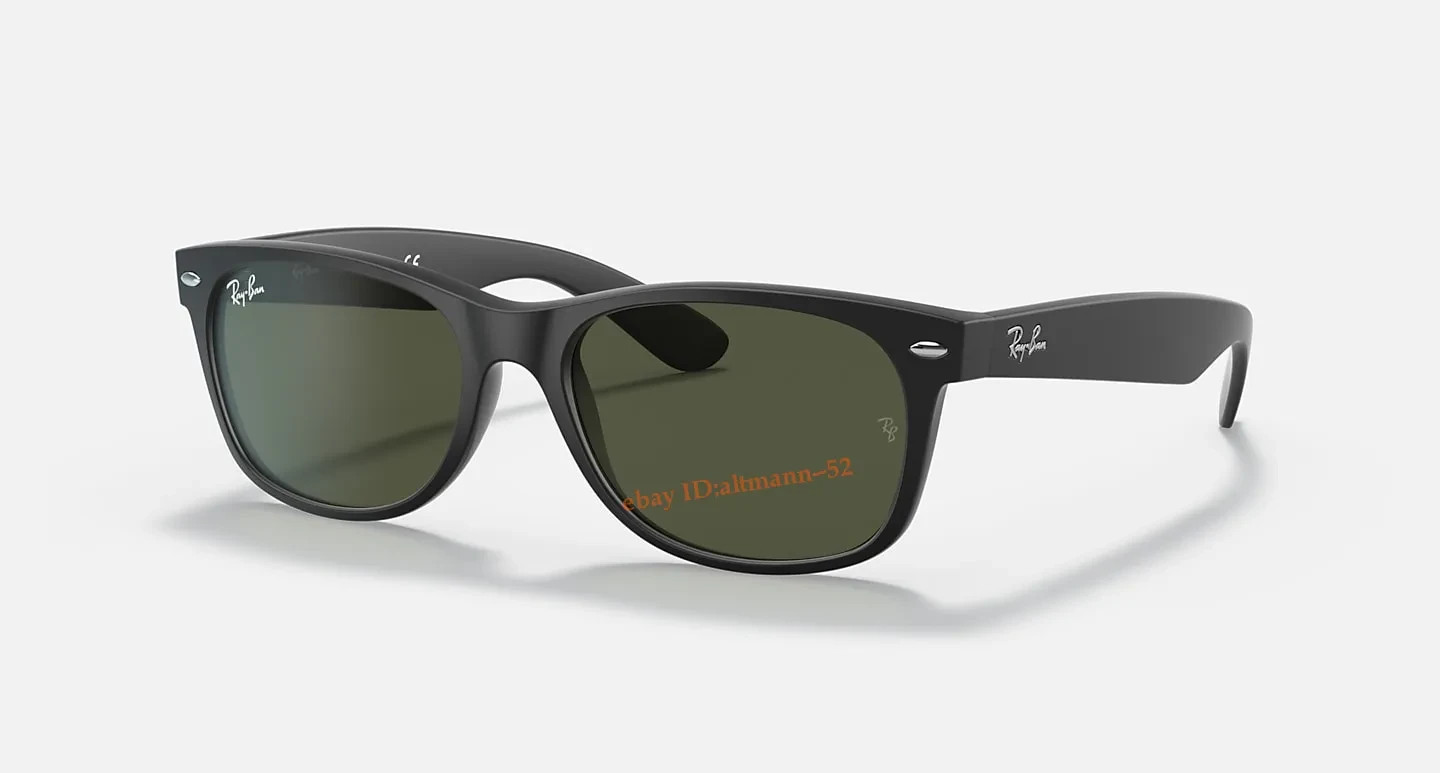 Ray-Ban New Wayfarer RB2132 Sunglasses Matte Black/Green Lens G-15 55mm
