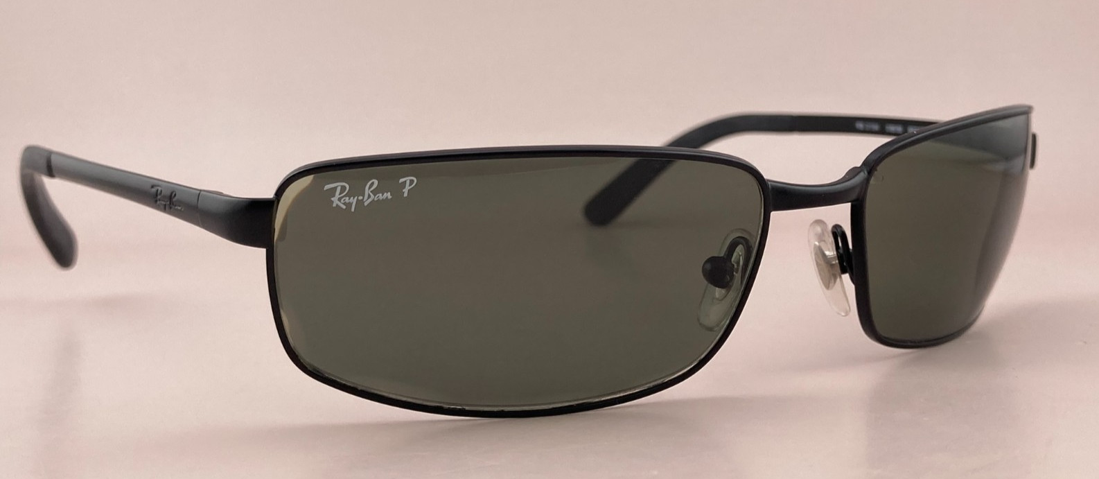 Ray Ban Sunglasses RB 3194 006/58 Black Metal Sports Wrap G15 Green Polarized