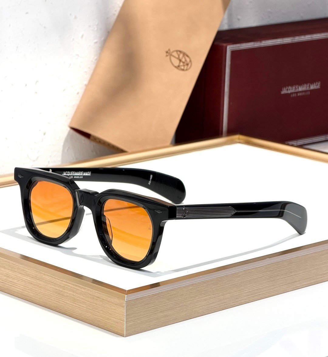 JACQUES MARIE MAGE Vendome Sunglasses Black Frame Orange Lens 47-25-146