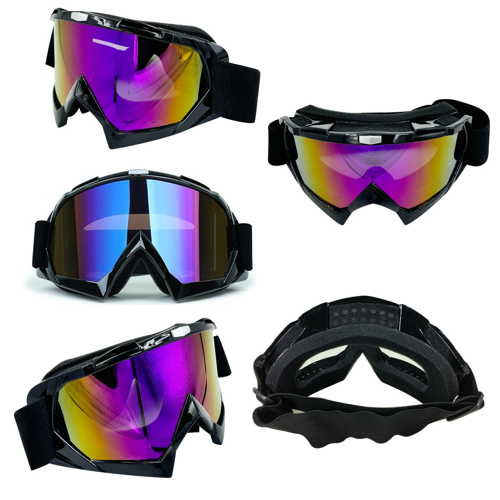 Motorcycle OTG Goggles Fit Over Glasses Padded Windproof Riding Adjustable Strap
