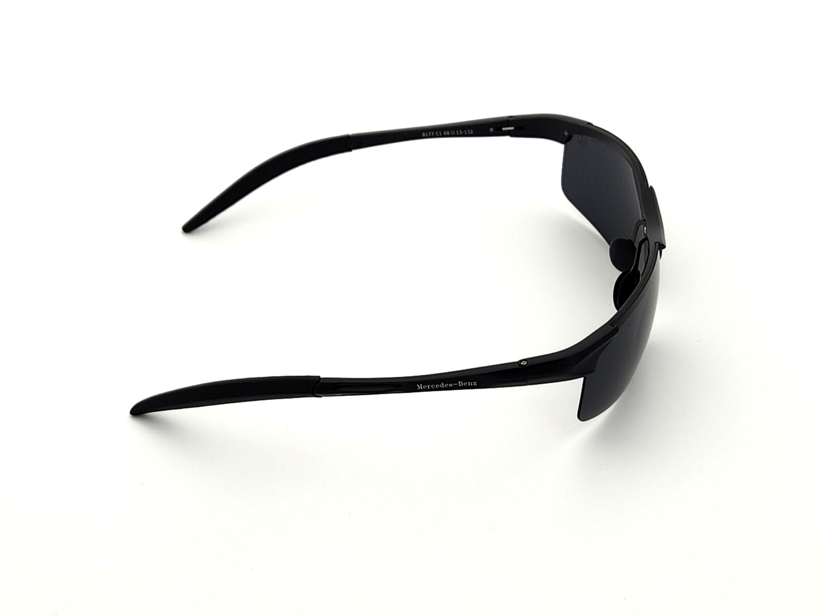 Polarized Mercedes Benz Flex Arm Metal Sports Rimless Sunglasses Black Smoke MB1