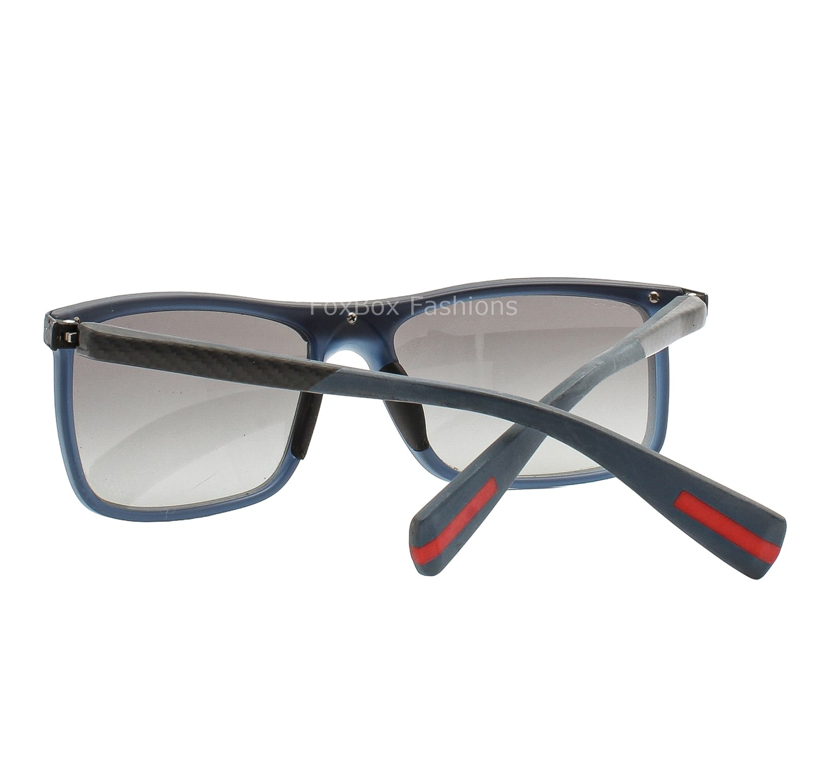 Prada SPR 51P JAP-3M1 Sunglasses Black Rubber on Transparent Matte Blue – READ