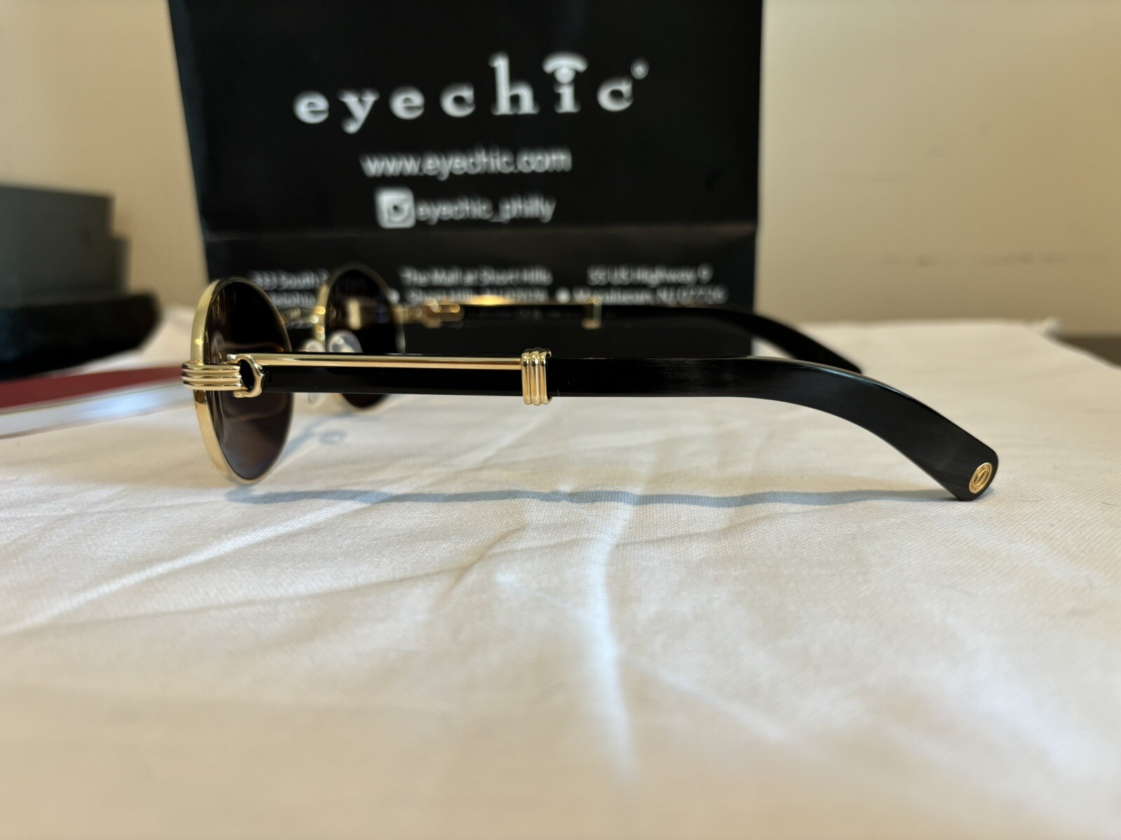 Cartier Sunglasses Buffalo Horn And Gold. Box, Papers and Receipt $1k Discount