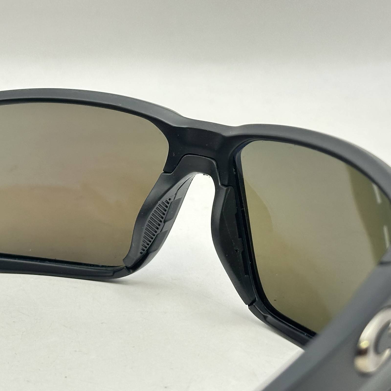 Costa Del Mar Mens Fantail Pro 580G Polarized Mirror Wrap Sunglasses Black/Blue
