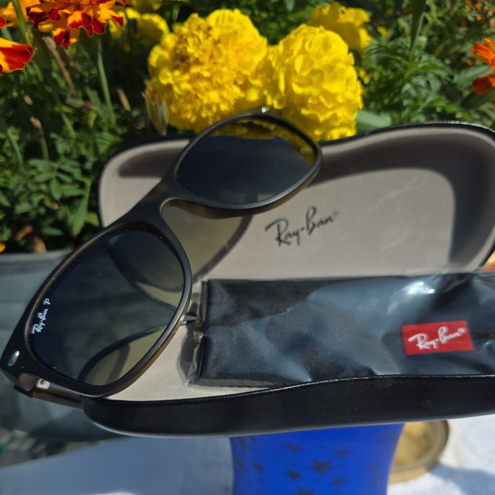 MINT Ray-Ban New Wayfarer Unisex Sunglasses, Polarized Lenses, Hardcase 👀 LOOK!