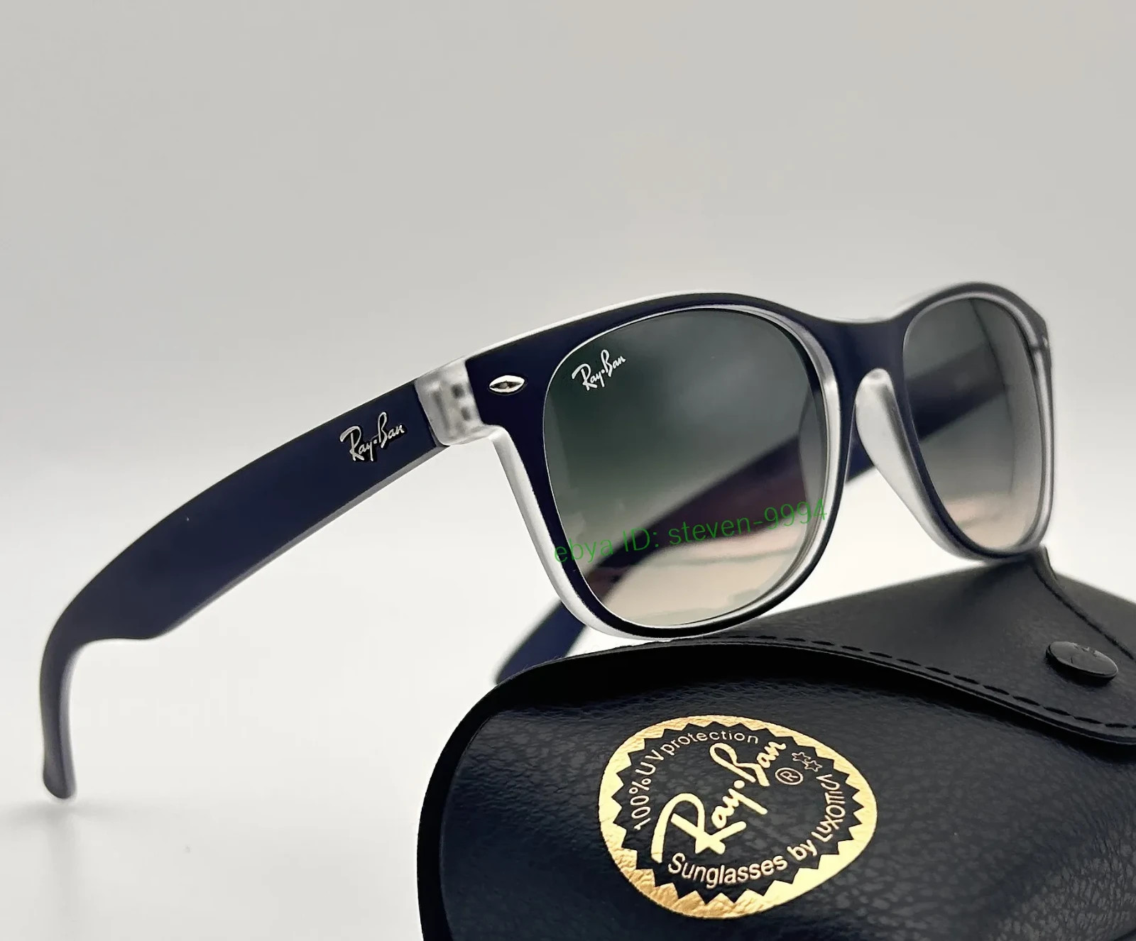 New Ray-Ban NEW Wayfarer Sunglasses RB2132 55mm Grey/Matte Blue UV400 Authenti
