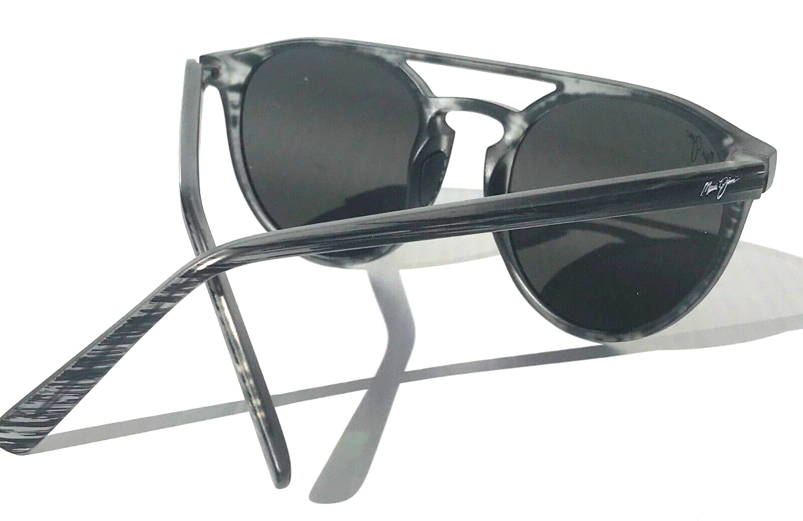 UK Maui Jim AH DANG Matte Grey Woodgrain POLARIZED Grey GLASS Sunglass 781-11M