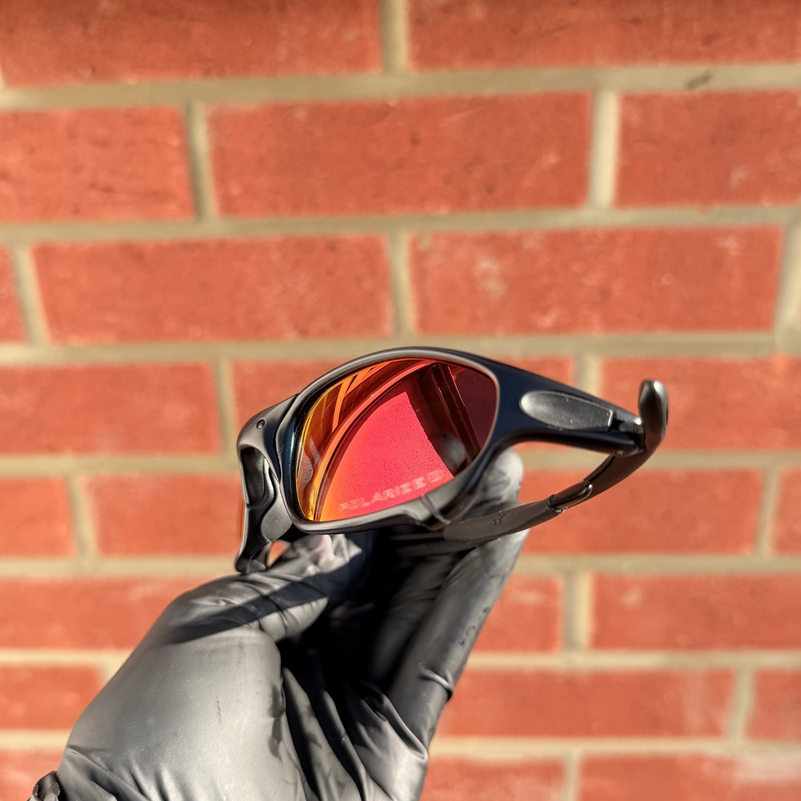 Vintage Oakley Juliet Carbon X-Metal Polarized Sunglasses Red Lens Black Frames