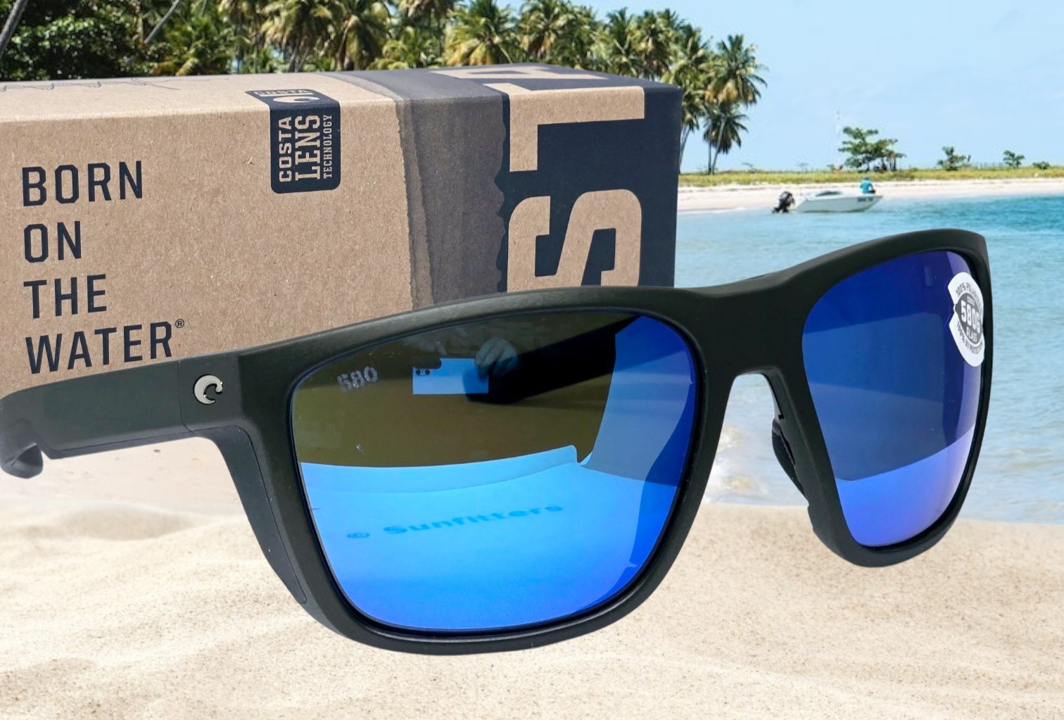 COSTA DEL MAR steel gray metallic/blue mirror FERG polarized 580G sunglasses NEW