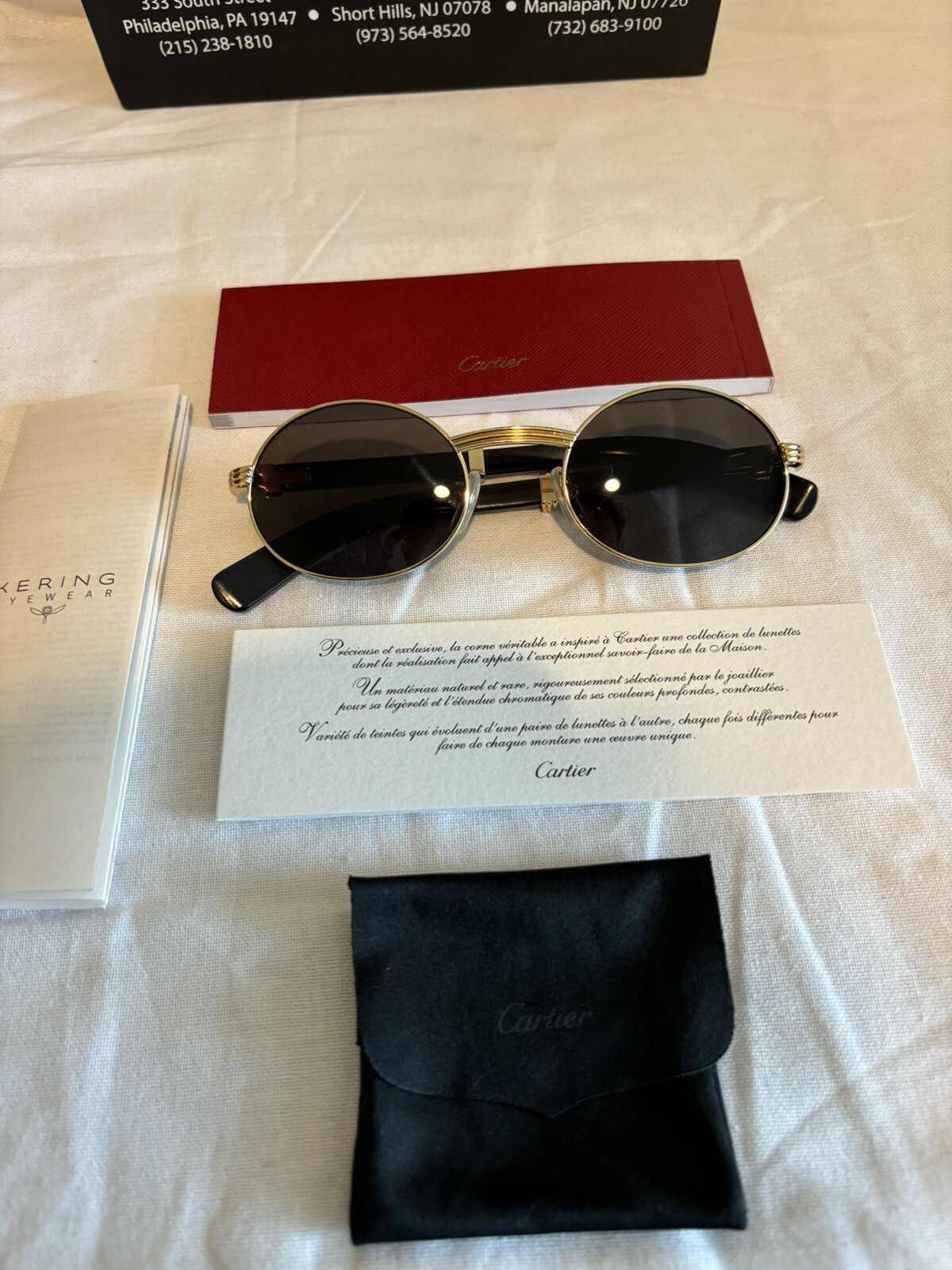Cartier Sunglasses Buffalo Horn And Gold. Box, Papers and Receipt $1k Discount