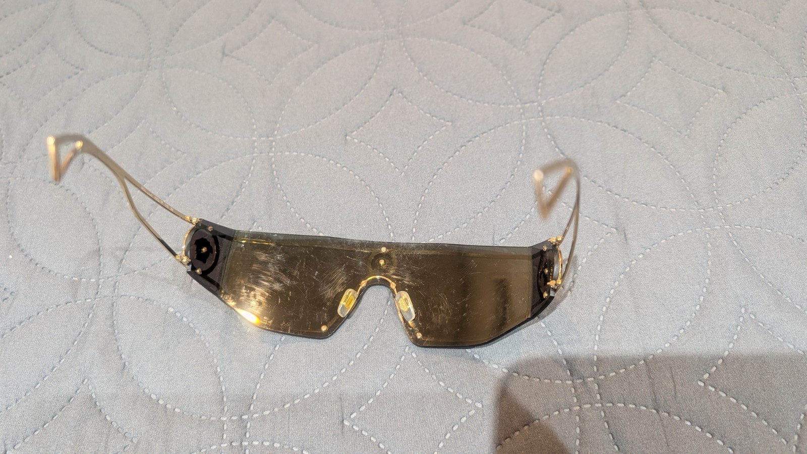 Versace VE2226 Shield Sunglasses Metal Frame Gold Tinted UV400(ORIGINALS)