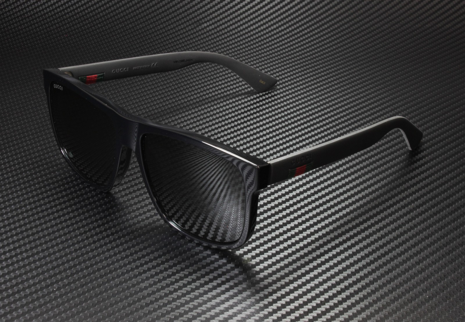 GUCCI GG0010S 001 Rectangular Square Black Grey 58 mm Men’s Sunglasses