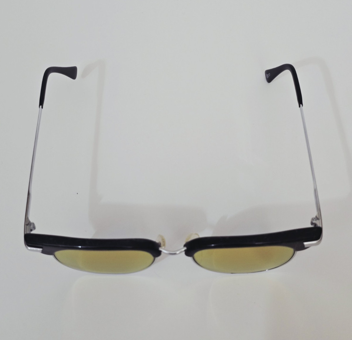 Ocean Waves Sunglasses Gold Amber Mirrored Crown Glass Lenses Acetate Metal