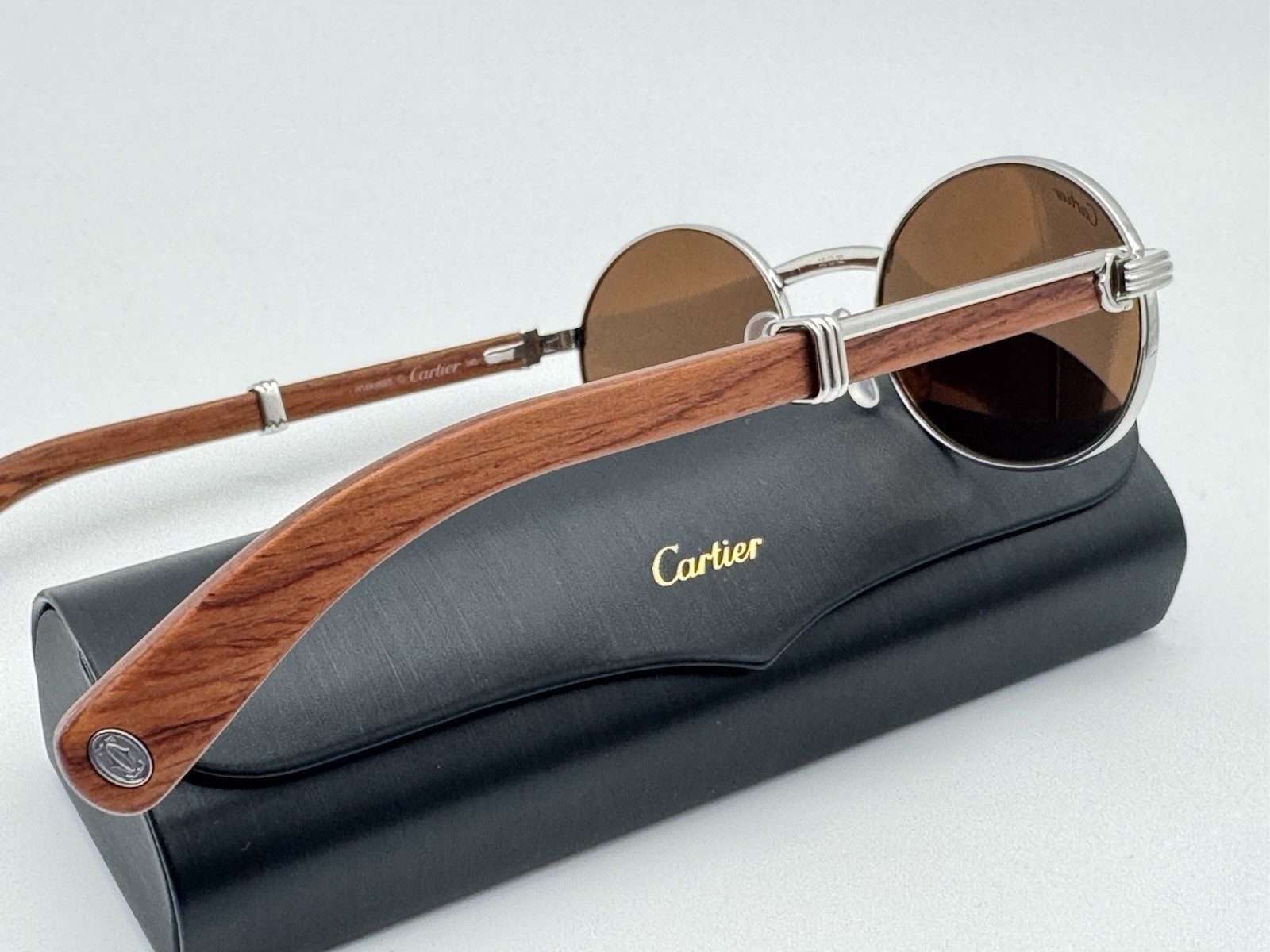 PREMIERE DE CARTIER C DECOR BROWN WOOD FULLRIM OVAL SUNGLASSES NEW GENUINE $3400