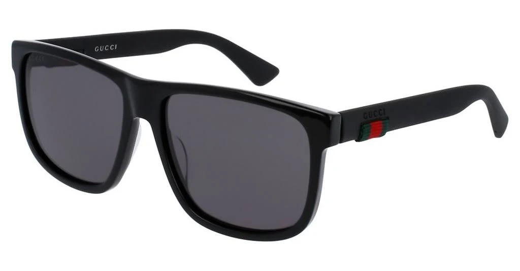 GUCCI GG0010S 001 Rectangular Square Black Grey 58 mm Men’s Sunglasses
