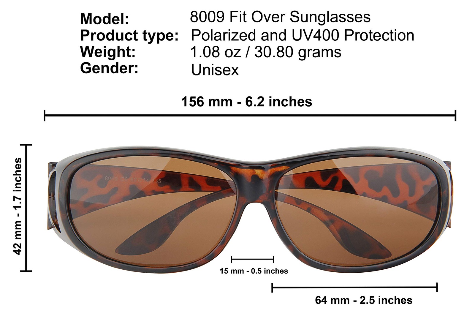 Fit Over Sunglasses Polarized Lens Case Included Wear Over Prescription