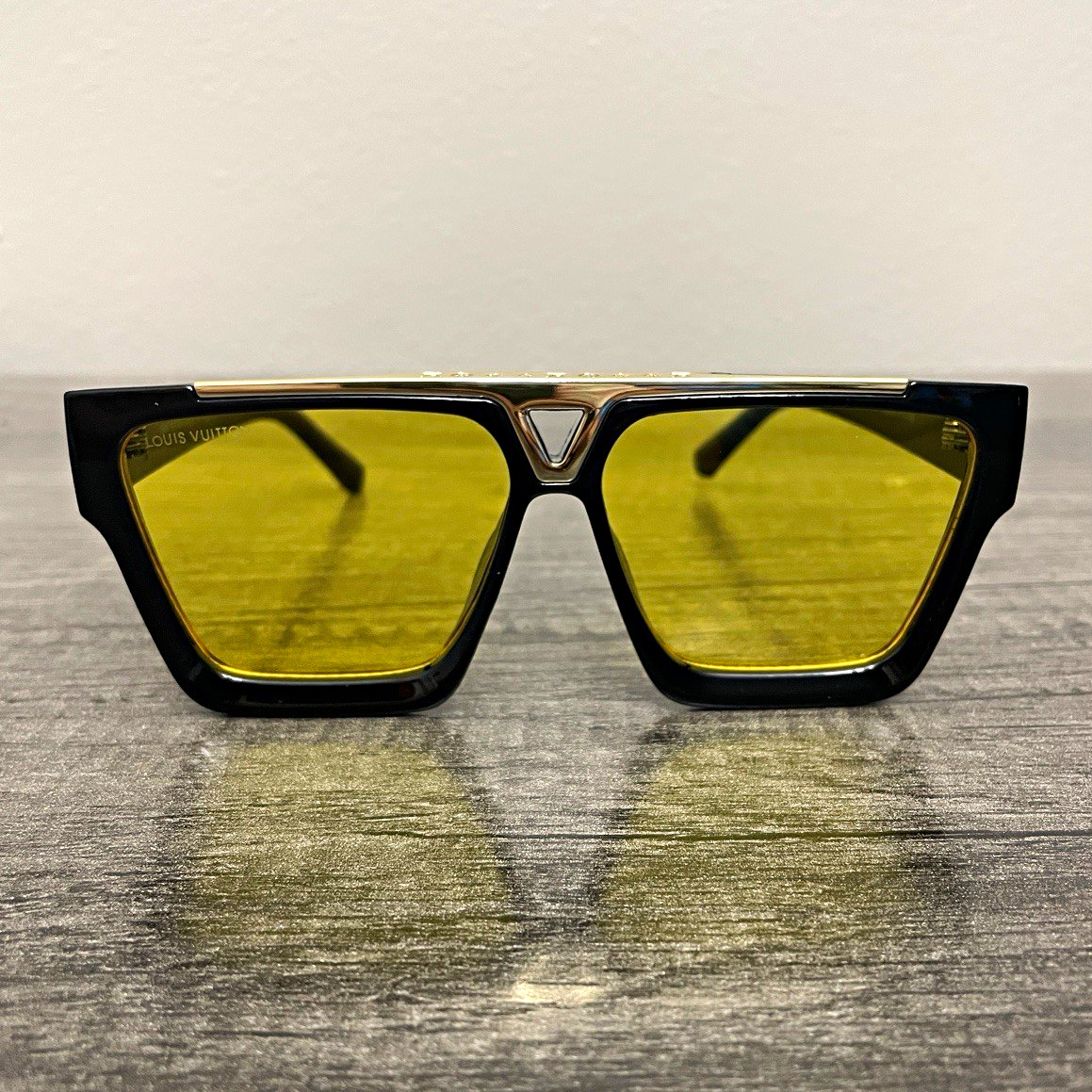 Louis Vuitton Square Men’s Sunglasses Black Frame Yellow Tinted Lens