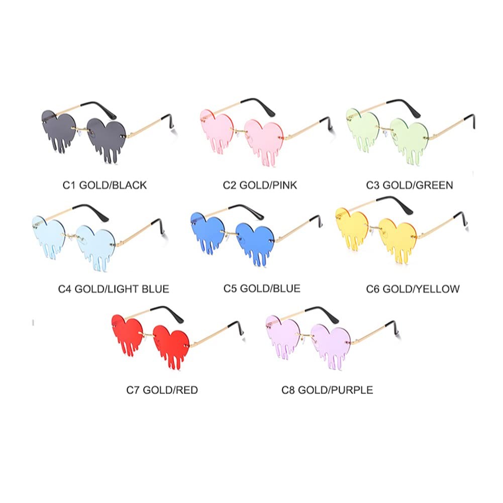 Melting Heart Sunglasses for Men/Women Rimless Irregular Party Unique Sun Gla…