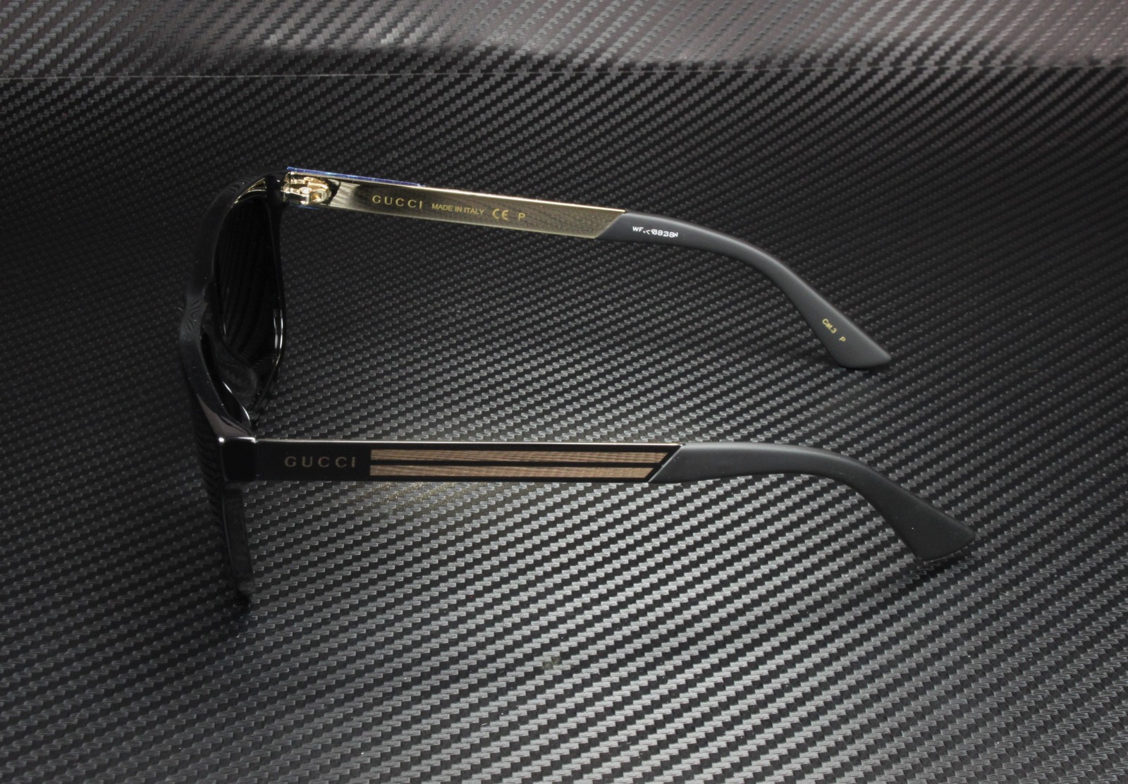 GUCCI GG0687S 002 Rectangular Square Black Shiny Black Grey 57m Men’s Sunglasses