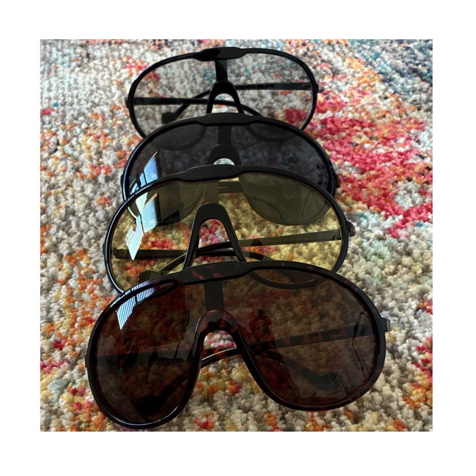 Oversized Aviator Sunglasses Multicolor Frame Brown Lens Unisex Adults