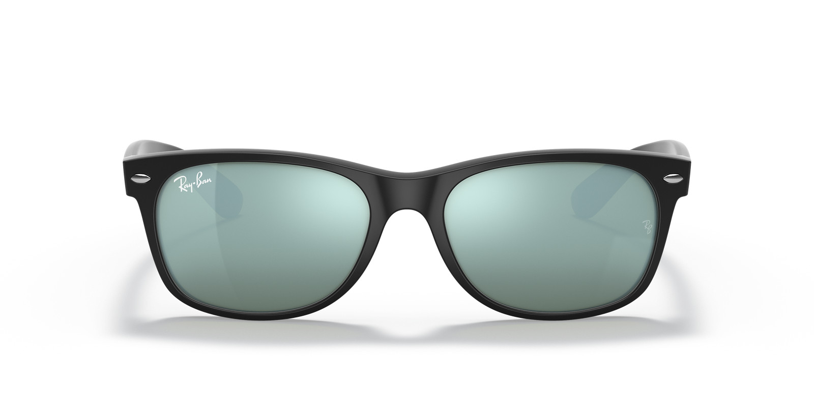 Ray-Ban New Wayfarer Flash Matte Black/Silver Mirror 55 mm Sunglasses RB2132