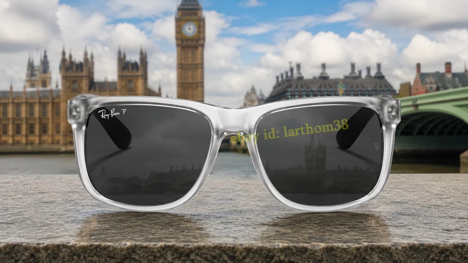 Ray-Ban RB4165 Justin Polarized Square Sunglasses Grey Matte Transparent 54mm 3P