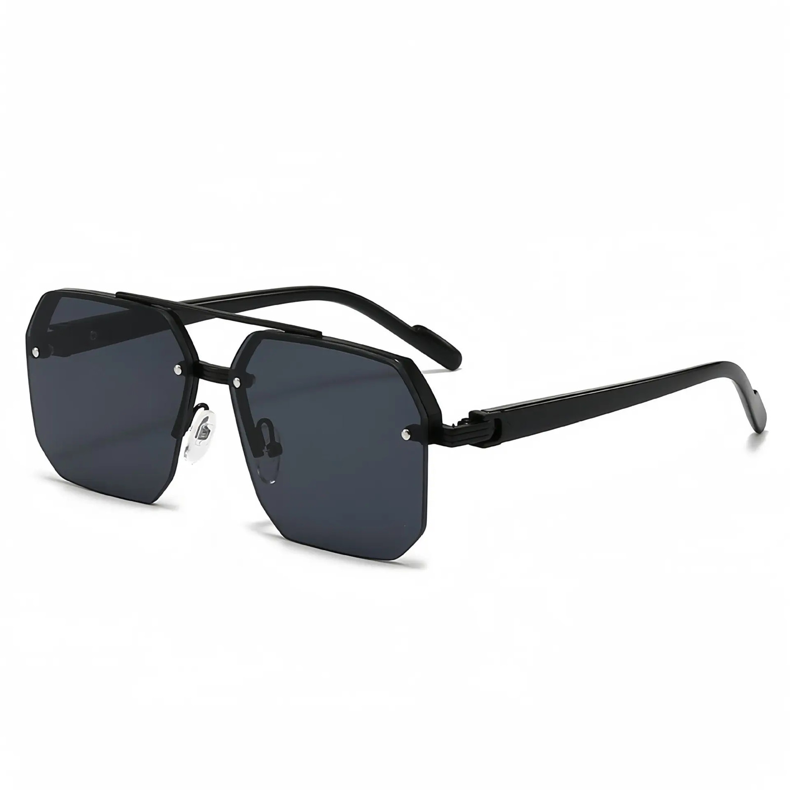Shinethru Unisex Retro Square Frame Sunglasses – 1 Pair PC Plastic Semi-Rimless