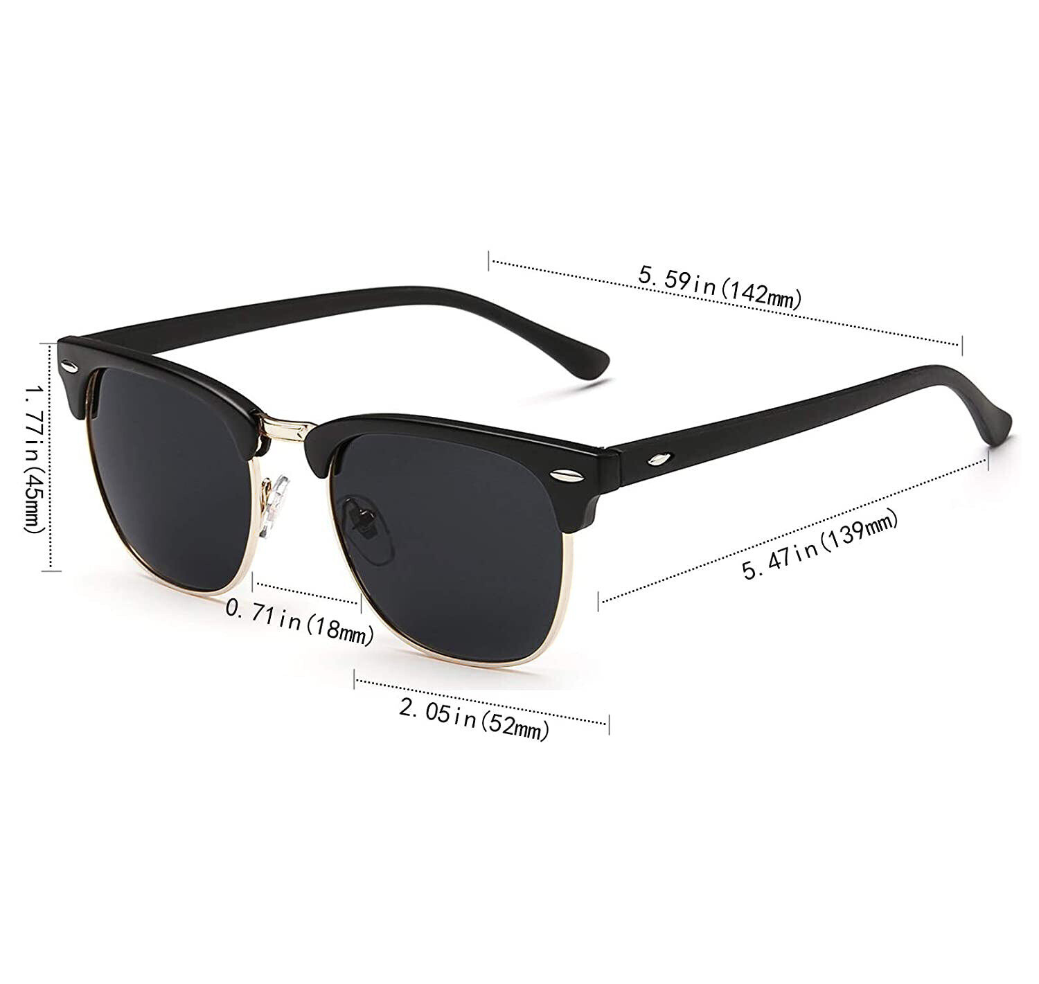 Retro Vintage Polarized Sunglasses Mens UV400 Half Metal Frame ClubSunglassesUSA