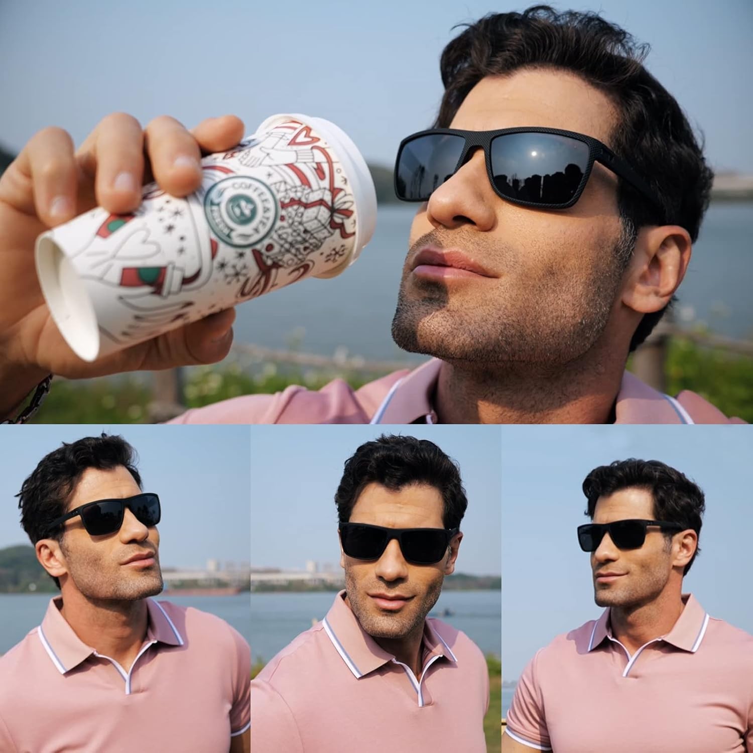 Men’s Square Polarized Sunglasses Men TR90 Frame Driving Sports Sun Glasses USA