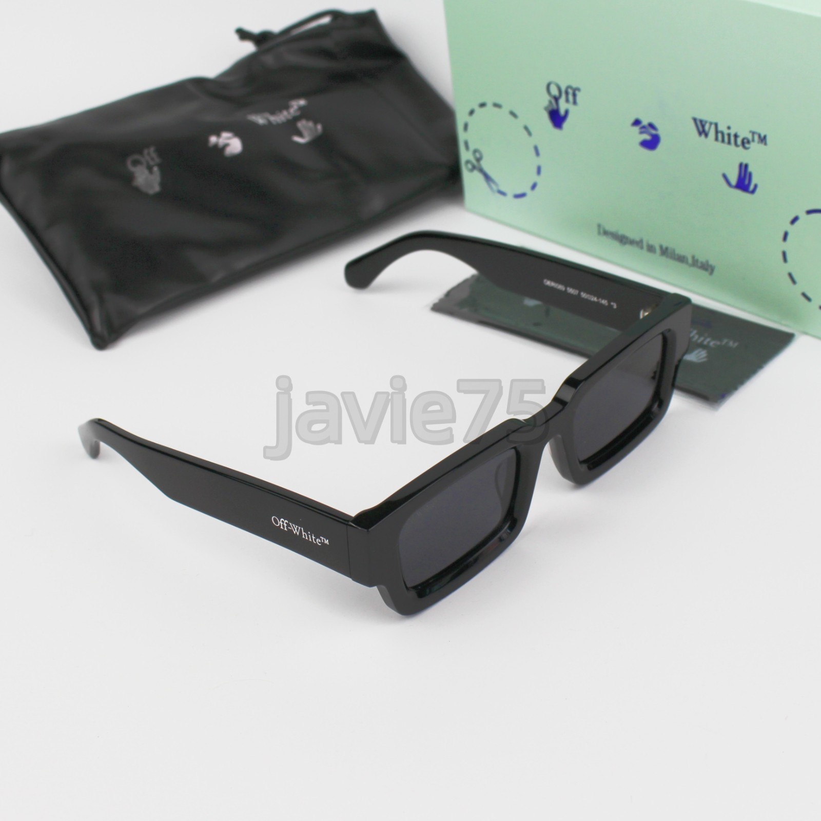 Off-White Lecce OERI089 Unisex Sunglasses Black/Gray 50-24 145 New With Case