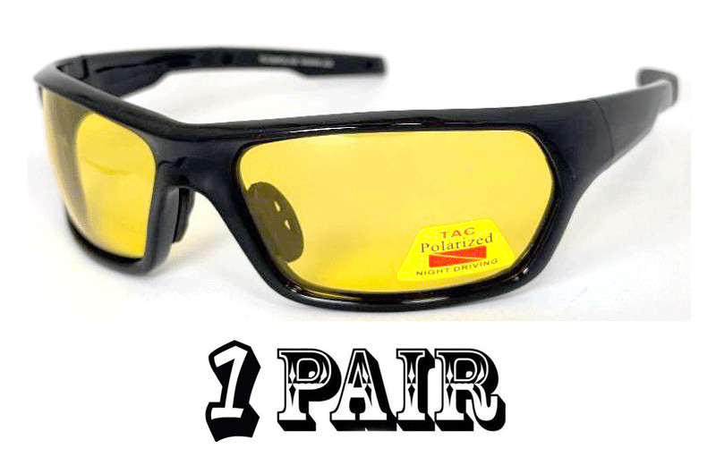 POLARIZED NIGHT DRIVE SUN GLASSES YELLOW LENS 100% UV400
